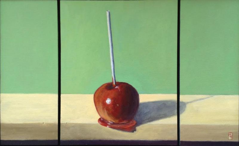 Candy Apple Triptych, oil on panel, 10 x 16 inches, $1,100 