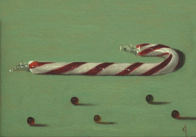 Candy Cane, oil on panel, 5 x 7 inches   SOLD 