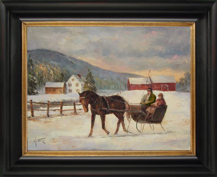 New England Sleigh Ride, oil on stretched Belgian linen, 9 x 12 inches, $2,200 