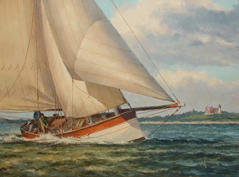 Sailing off Nobska Light, oil on stretched Belgian linen, 12 x 16 inches, $3,600 