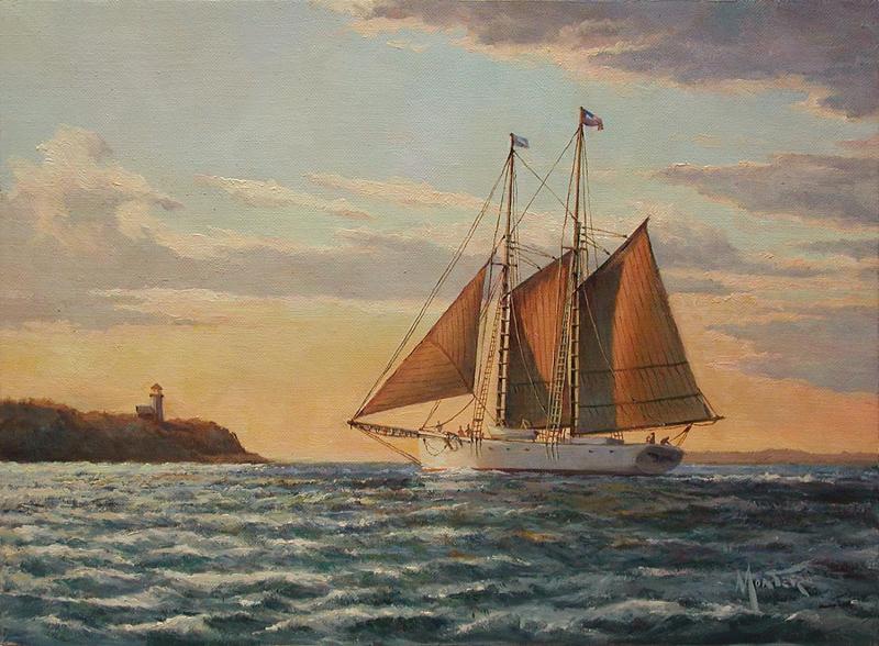 Twilight on Vineyard Sound, oil on stretched Belgian linen, 9 x 12 inches, $2,400 