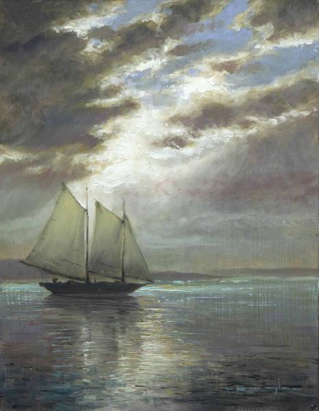 Noon Sail, Psalms 63:3, oil on linen, 9 x 12 inches   SOLD 