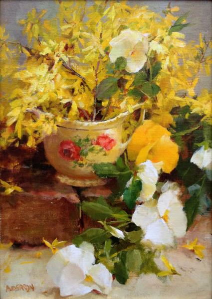 Soft Spring with Pansies, oil on panel, 12 x 9 inches   SOLD 