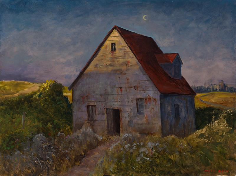 Moonrise over Brokenheartsville, oil on panel, 18 x 24 inches   SOLD 