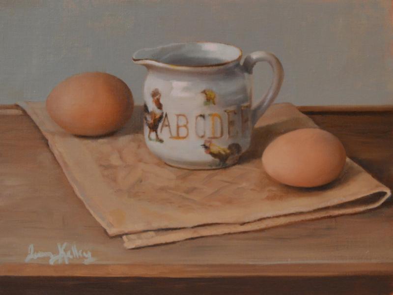 Chickens and Eggs, oil on linen, 6 x 8 inches   SOLD 