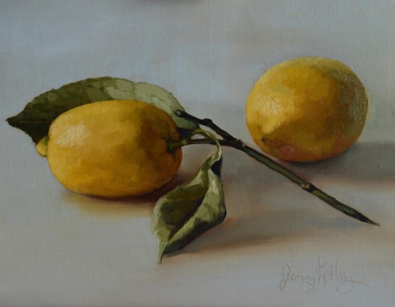 Lemon with Leaves, oil on linen, 8 x 10 inches   SOLD 