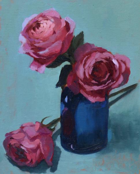 Pink Rose, Study, oil on linen, 10 x 8 inches, $800 