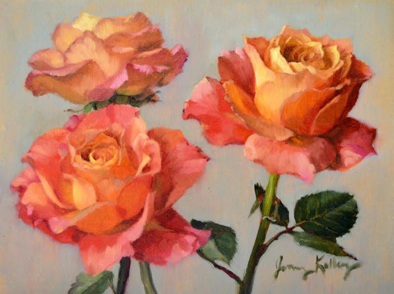 Rainbow Roses, oil on linen, 6 x 8 inches   SOLD 