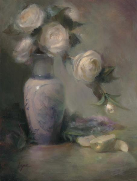Sweet Summer Roses, oil on panel, 16 x 12 inches, $2,800 