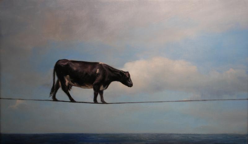 On the Line (study), oil on linen, 12 x 20 inches, $Please Inquire 