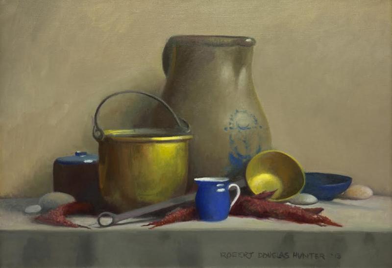 Arrangement with a Bright Blue Creamer, oil on canvas, 18 x 26 inches, $9,400 