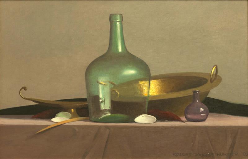 Arrangement on a Greyish Purple Drape, oil on canvas, 18 x 28 inches, $10,000 