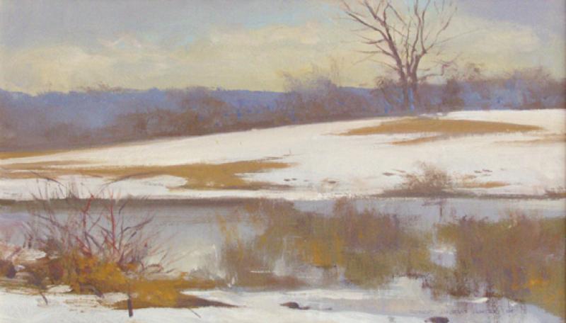 March Snow, oil on canvas, 14 x 24 inches, $4,500 