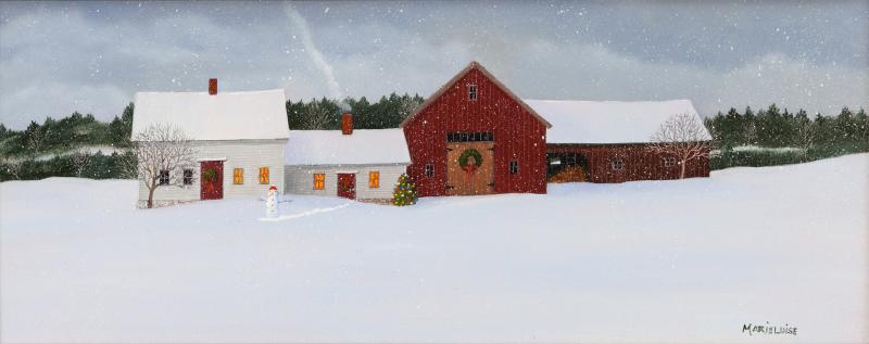 Christmas Eve Snows, oil on panel, 5 x 12 inches, $2,000 