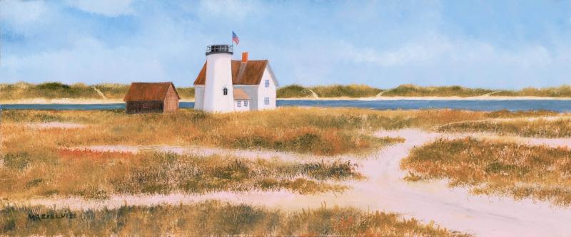 Summer at Harding's Light, oil on panel, 5 x 12 inches, $2,000 