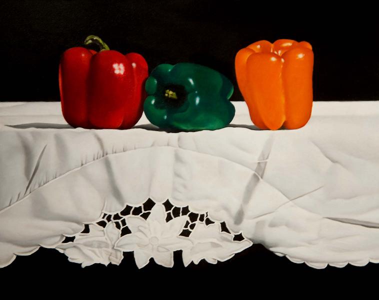 Peppers and Lace, oil on panel, 8 x 10 inches   SOLD 