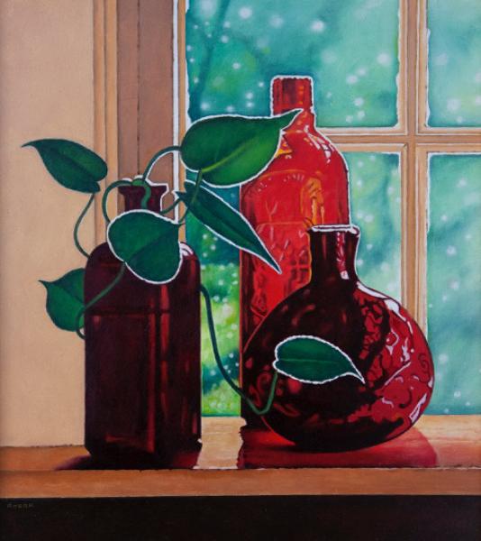 Red Glass, oil on panel, 9 x 8 inches, $2,500 