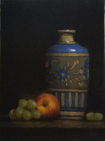 Porcelain and Peach, oil on panel, 8 x 6 inches   SOLD 