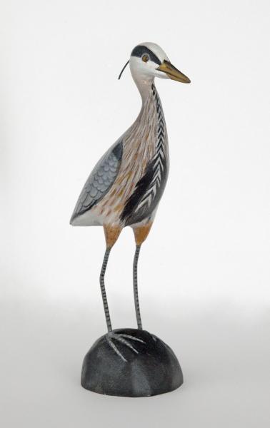 Miniature Great Heron, Folk Art, carved tupelo with oils, 6 x 1.5 inches   SOLD 