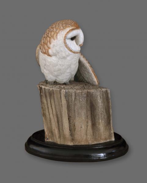 Silent Night, Barn Owl, carved tupelo with oils,    SOLD 