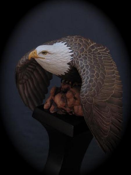 To Protect and Defend, Miniature Bald Eagle, carved tupelo with oils, , $3,000 