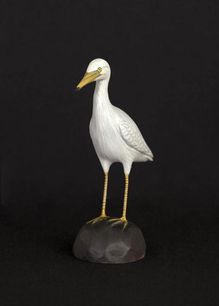 Great Egret, Miniature, Folk Art Style, carved tupelo with oils, , $300 
