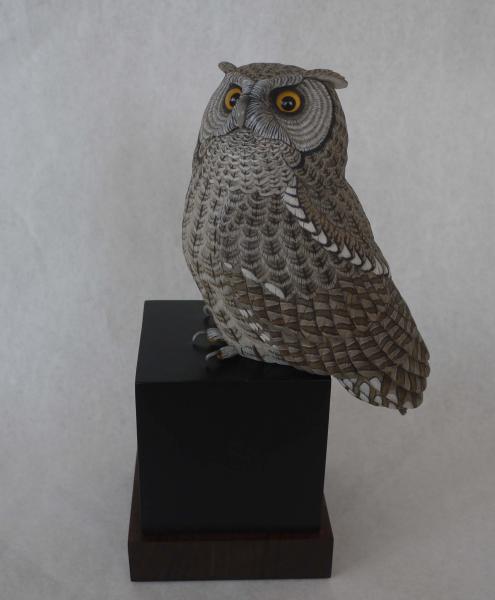 Moonstruck, Screetch Owl, carved tupelo with oils,    SOLD 