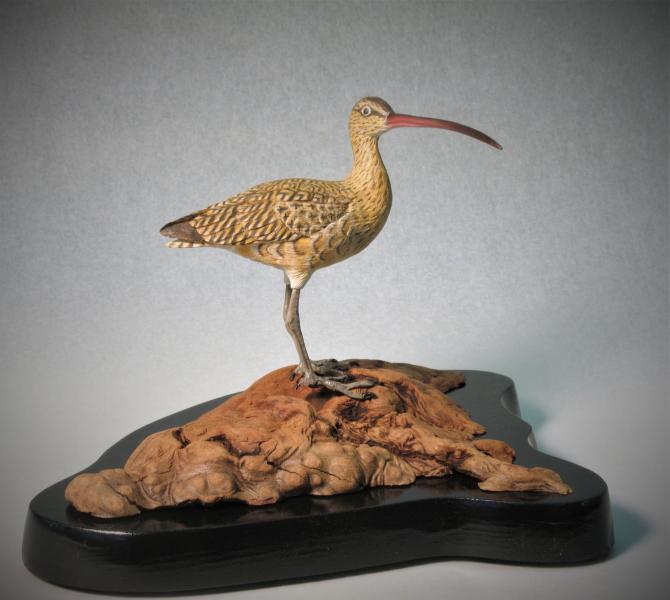 Long Billed Curlew, carved tupelo with oils, 3 inches   SOLD 