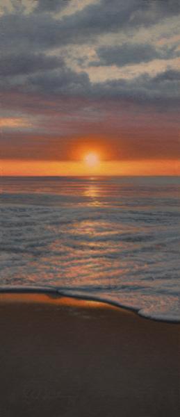 Sunrise on Nauset, oil on panel, 7.5 x 3 inches   SOLD 