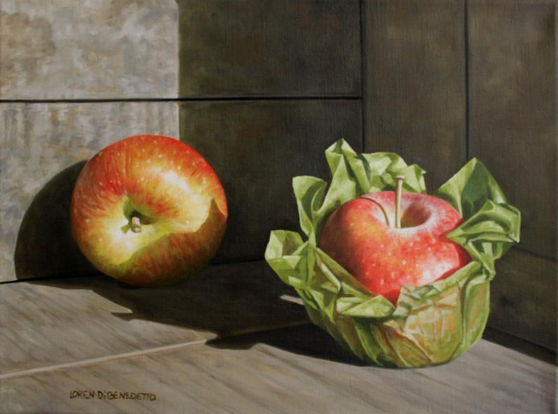 Apples in Crate, oil on canvas, 12 x 16 inches, $2,000 