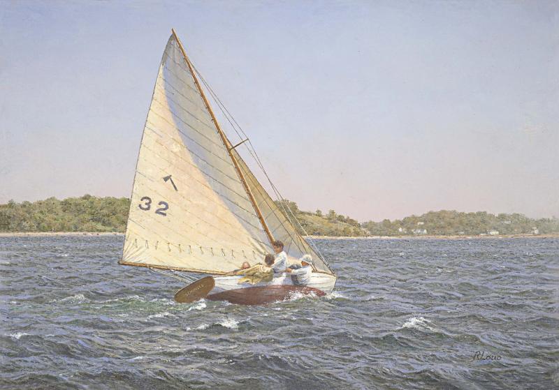 Seminole, Indian Class Sloop, Boston Harbor 1934, oil on canvas, 14 x 20 inches   SOLD 