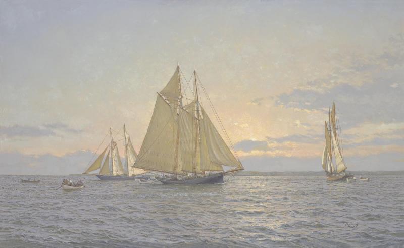 Working A School, Seiners off the Cape c. 1910, oil on canvas, 16 x 24 inches   SOLD 