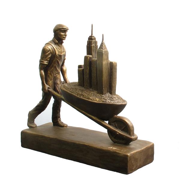 Builders, faux bronze resin, 11 x 11 x 3.5 inches   SOLD 