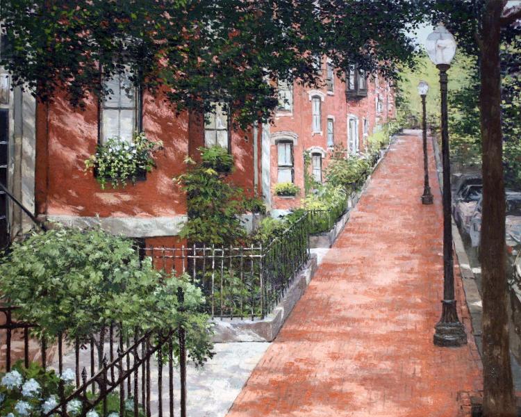 Brick Sidewalks, oil on linen, 19 x 24 inches, $3,800 