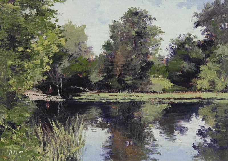 Fresh Pond Reflections, oil on panel, 6 x 8 inches   SOLD 