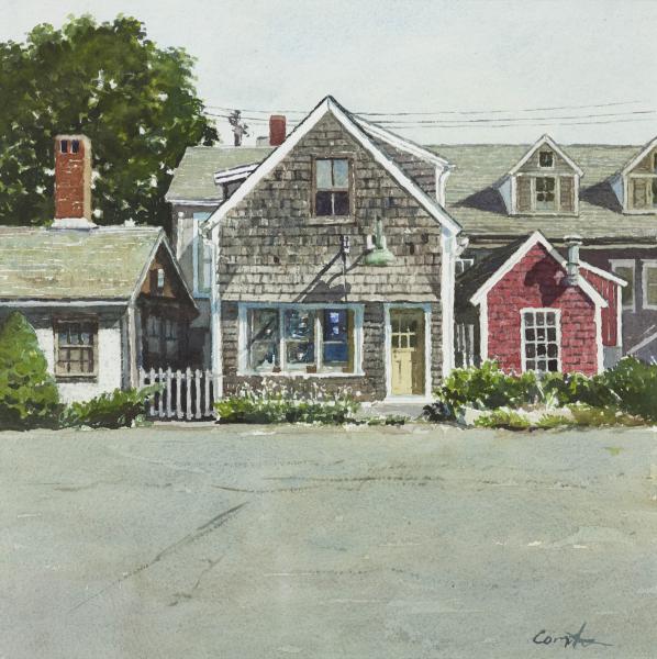 Street in Rockport, watercolor on paper, 12 x 12 inches   SOLD 