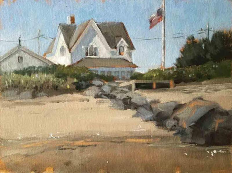 Lightkeepers Cottage, Wellfleet, oil on panel, 9 x 12 inches, $1,500