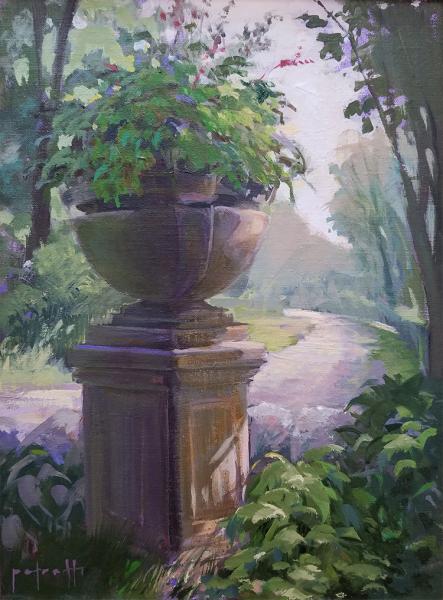 Old Shade Garden, oil on panel, 12 x 9 inches, $1,800 