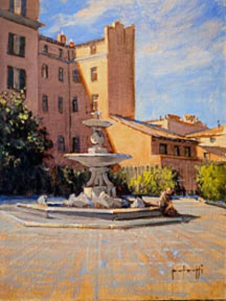 Cortile Di Palazzo Barberini, oil on panel, 12 x 9 inches, $1,500