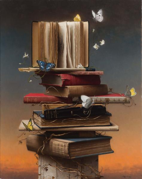 Books and Butterflies, oil on canvas, 28 x 22 inches   SOLD 