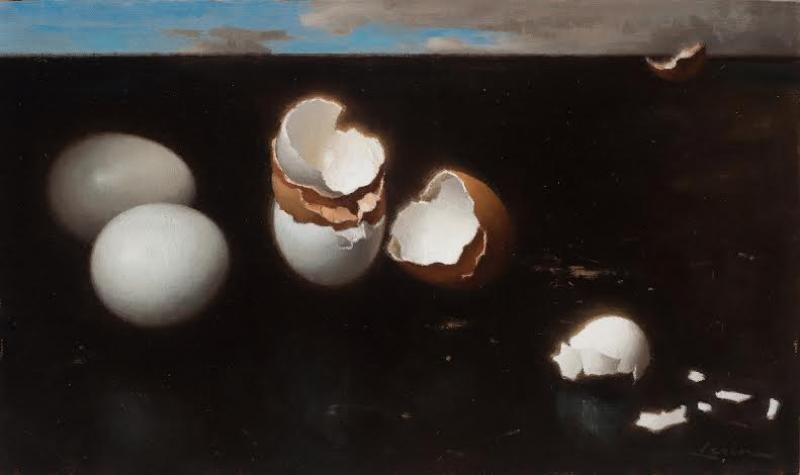 Eggshells, oil on linen, 8 x 13.5 inches, $Please Inquire 