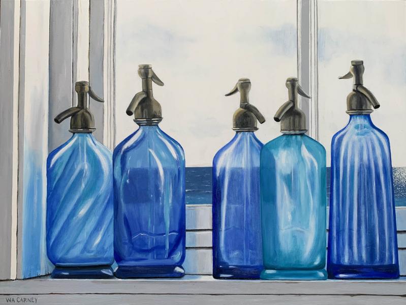 Bottles with a View, oil on linen panel, 18 x 24 inches, $3,600 