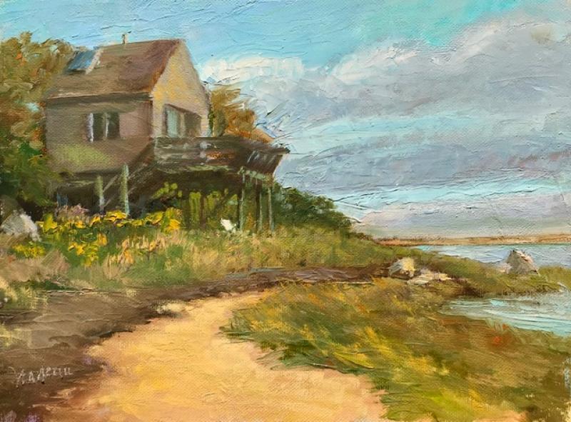  Boathouse, oil on mounted canvas, 9 x 12  inches, $1,100 