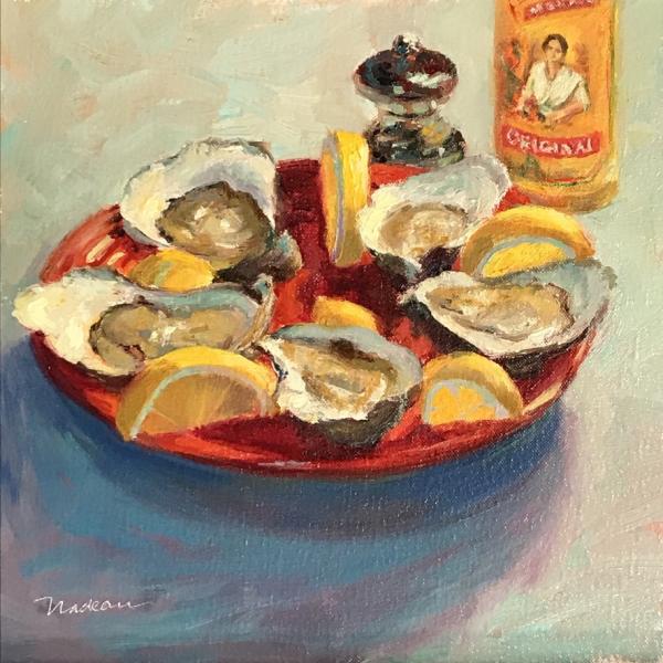 Cholula Oysters, oil on mounted linen, 12 x 12 inches   SOLD 