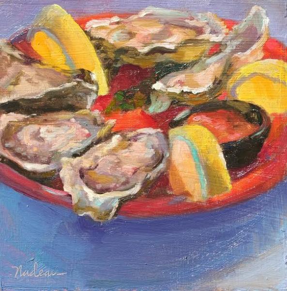 Oyster Fiesta , oil on wood panel , 8 x 8 inches   SOLD 