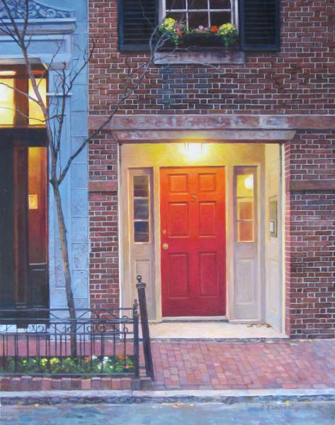 Early Morning, #5 Myrtle Street (Beacon Hill), egg tempera on clay board, 11 x 14   SOLD 