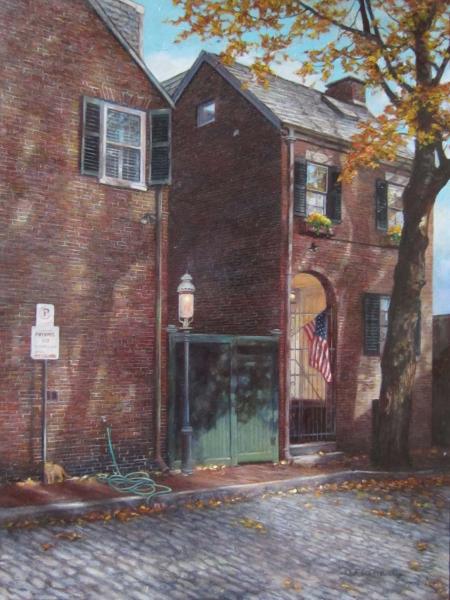 Autumn Shadows, Bay Street, oil on panel , 12 x 16 inches , $3,000 