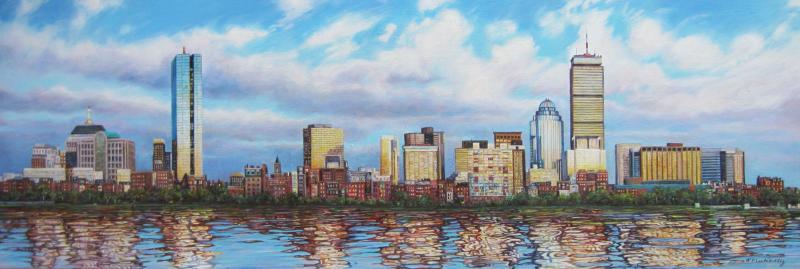 Back Bay from the Charles, oil on canvas, 12 x 36 inches, $5,600 