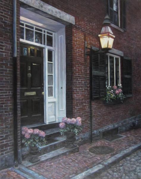 Number 3, Acorn Street, Beacon Hill, oil on panel , 11 x 14 inches, $2,800 