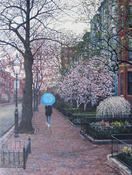 Wet Spring, Back Bay, oil on canvas, 24 x 18 inches, $5,600 
